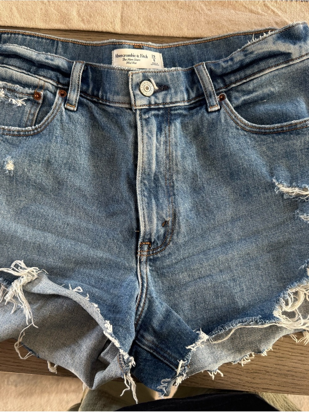 Abercrombie & Fitch Light Blue Distressed Denim Jean Shorts
